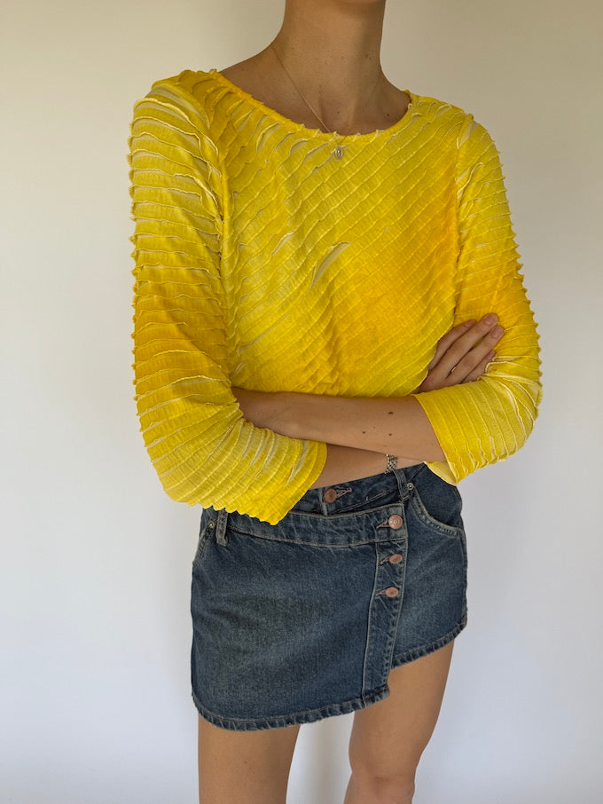 Vintage Textured Yellow Top 3546