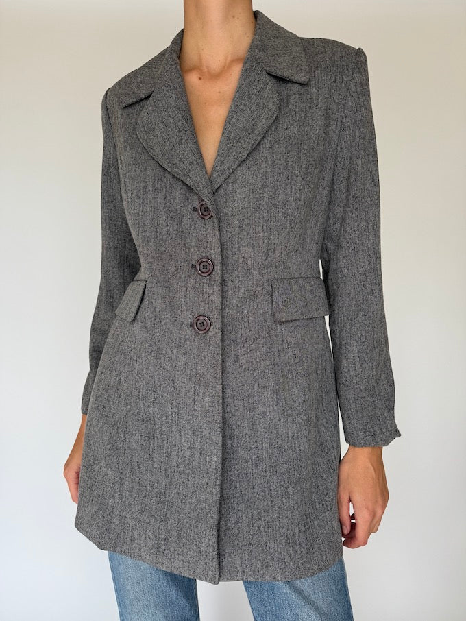 Vintage Longline Blazer Grey 5981