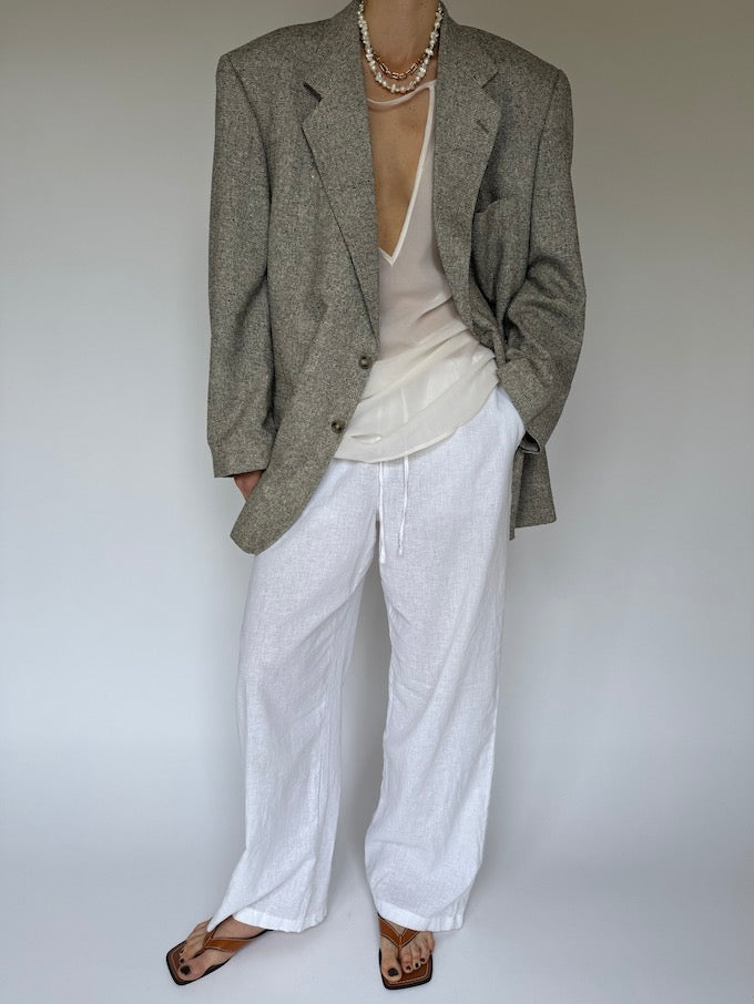 VINTAGE SINGLE-BREASTED SILK BLAZER GREY 6249