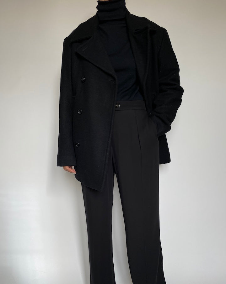 VINTAGE BLACK WOOLBLENDED JACKET 2218