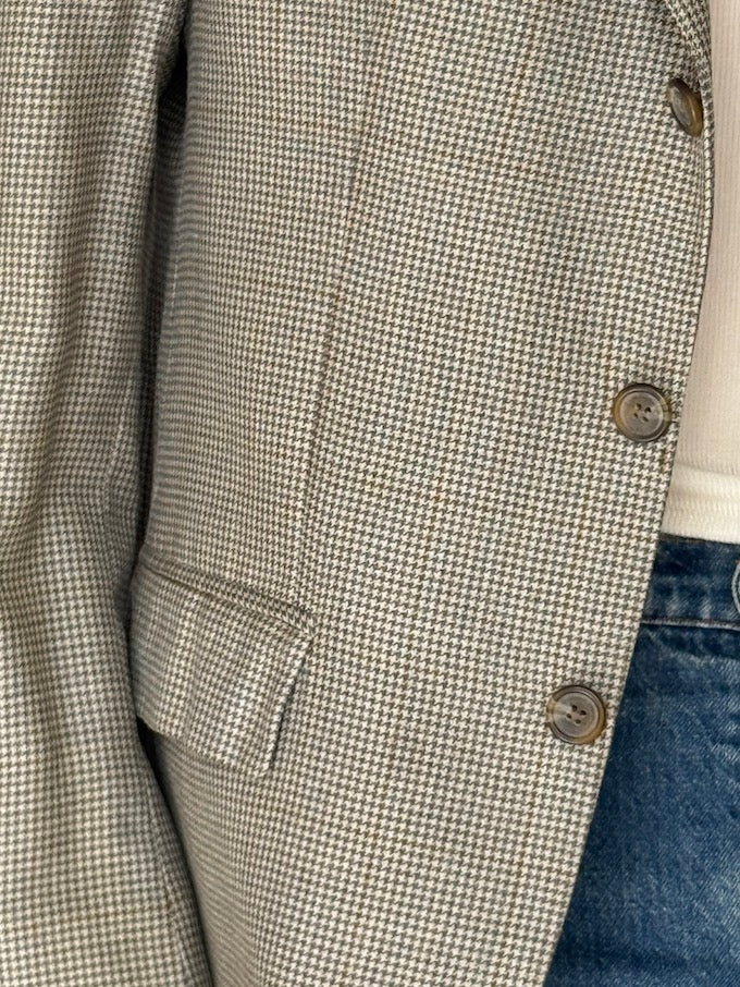 Vintage Houndstooth Silk & Wool Blazer 6386
