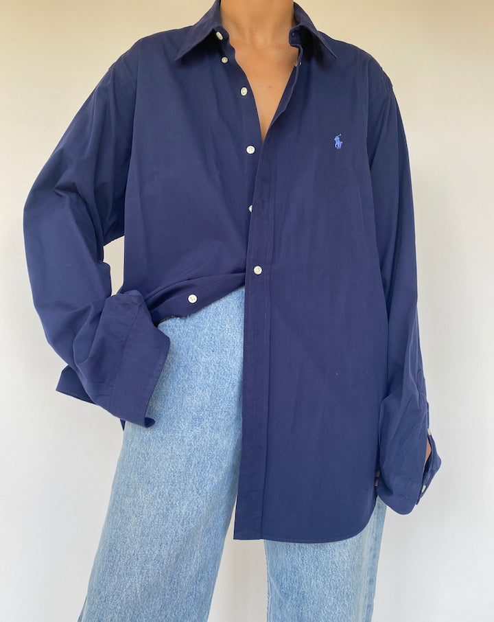 VINTAGE NAVY OVERSIZED RALPH LAUREN SHIRT 3322