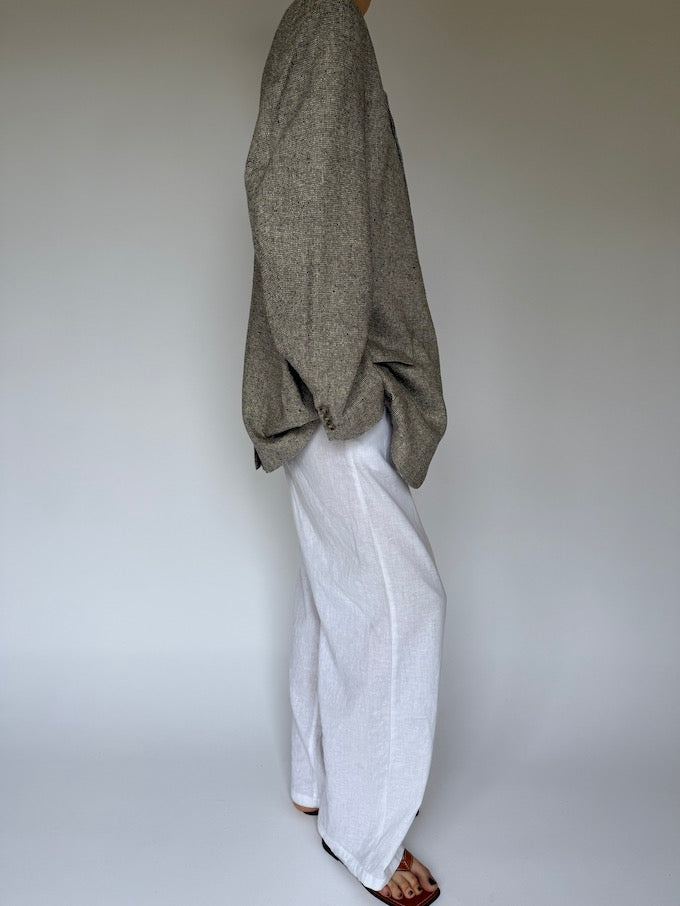 VINTAGE SINGLE-BREASTED SILK BLAZER GREY 6249