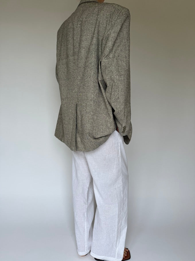 VINTAGE SINGLE-BREASTED SILK BLAZER GREY 6249