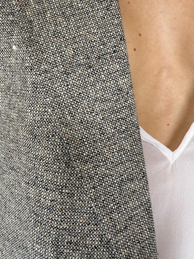 VINTAGE SINGLE-BREASTED SILK BLAZER GREY 6249