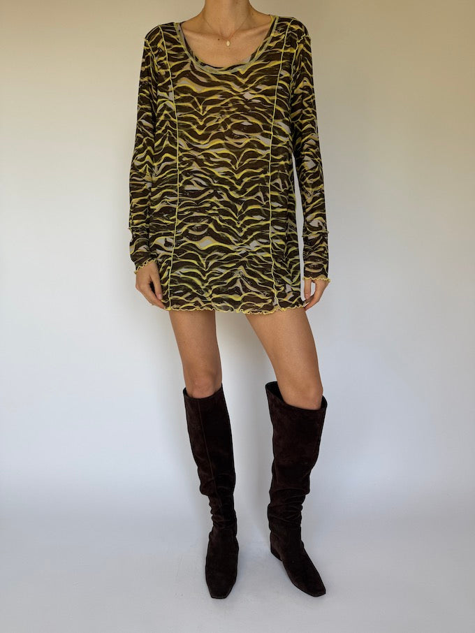 Vintage Patterned Long Sleeve Top/Dress 3541