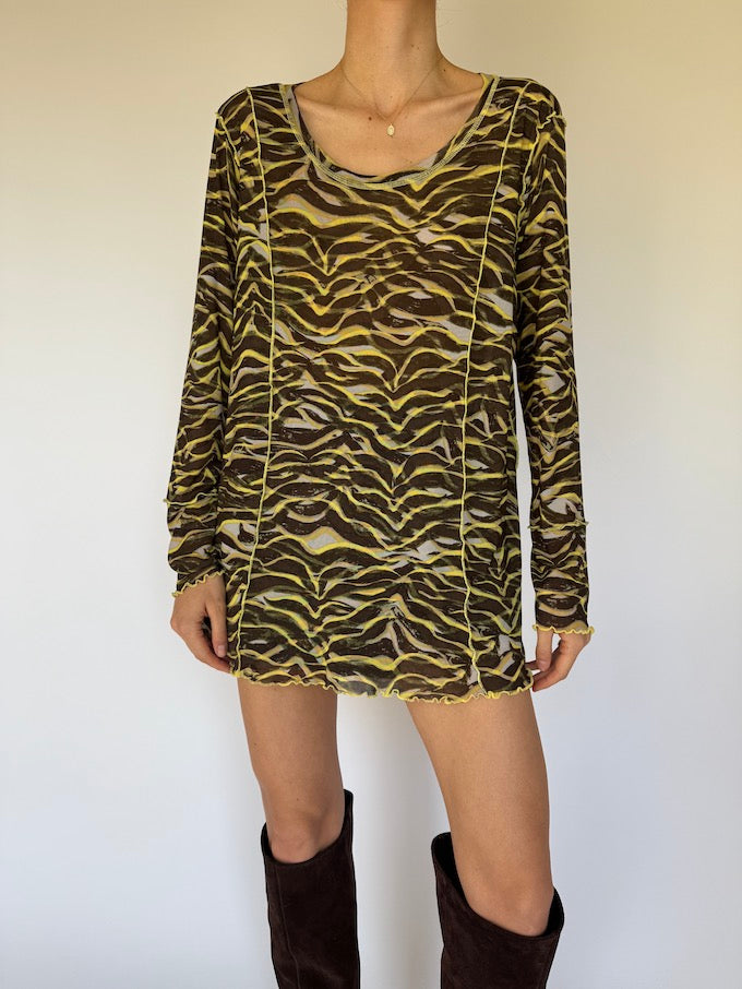 Vintage Patterned Long Sleeve Top/Dress 3541