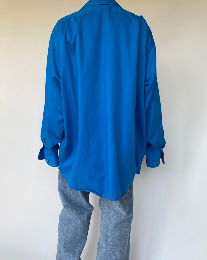 VINTAGE OVERSIZED BLUE BUTTON DOWN SHIRT 3326