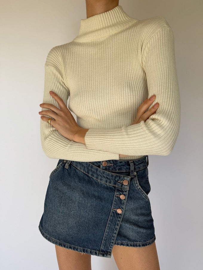 Vintage ribbed turtleneck cream 5964