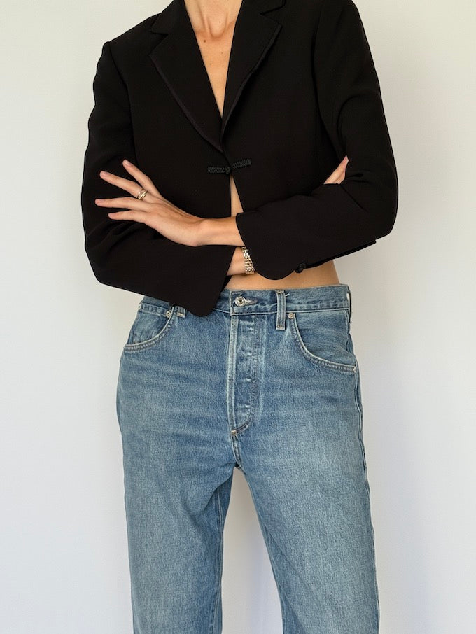 Vintage Cropped Black Blazer 6604