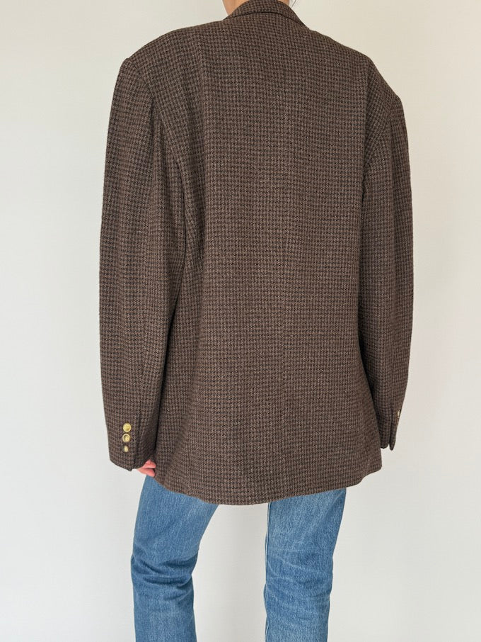 Vintage Houndstooth Blazer Brown 6389