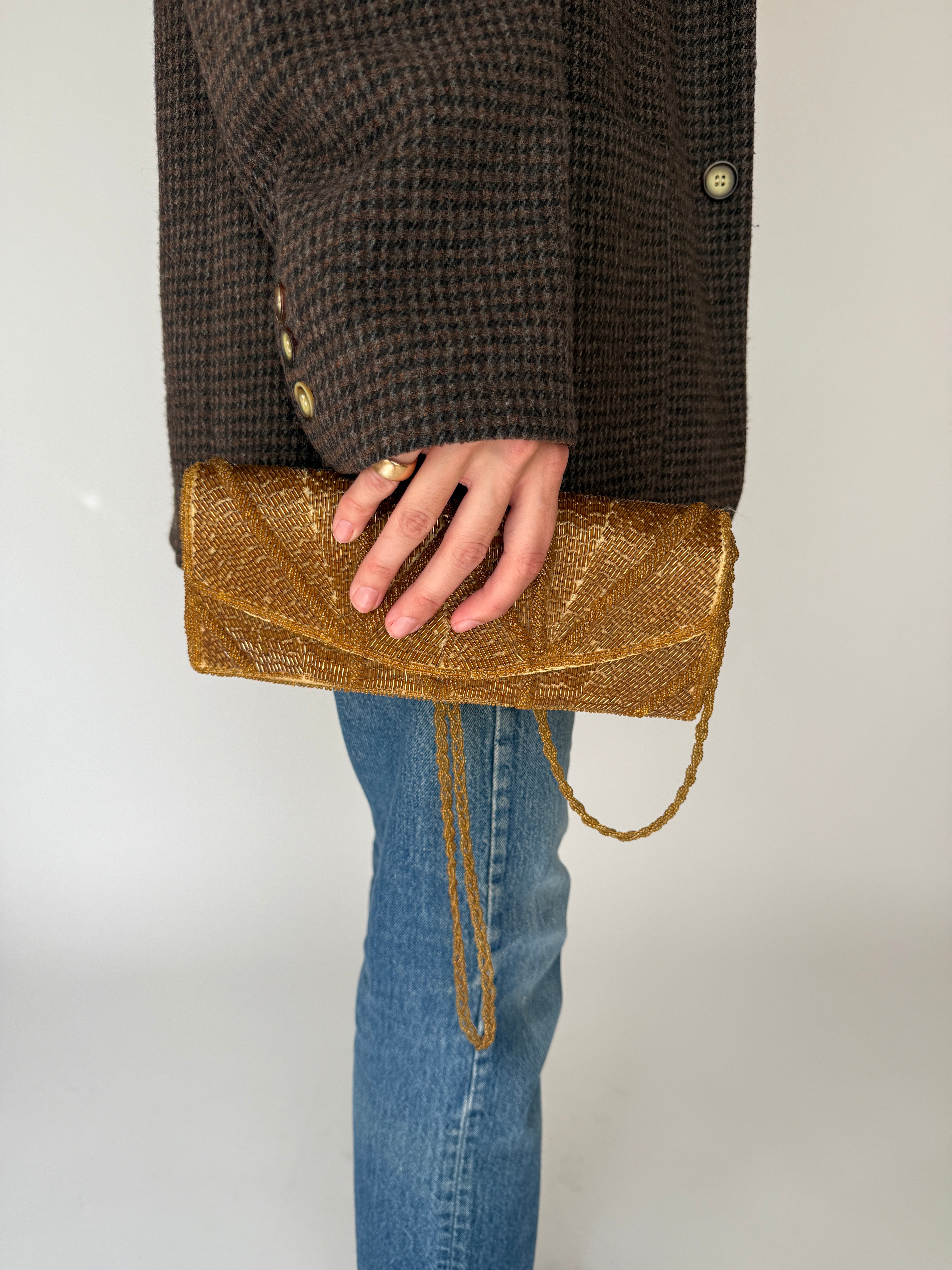 Golden Beaded Evening Clutch 6378