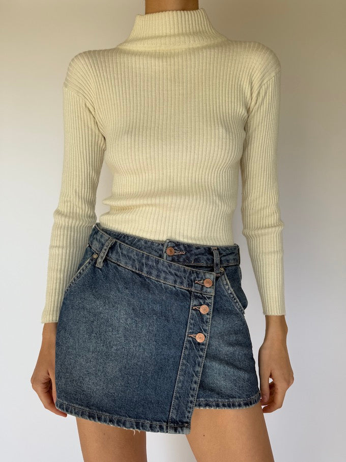 Vintage ribbed turtleneck cream 5964