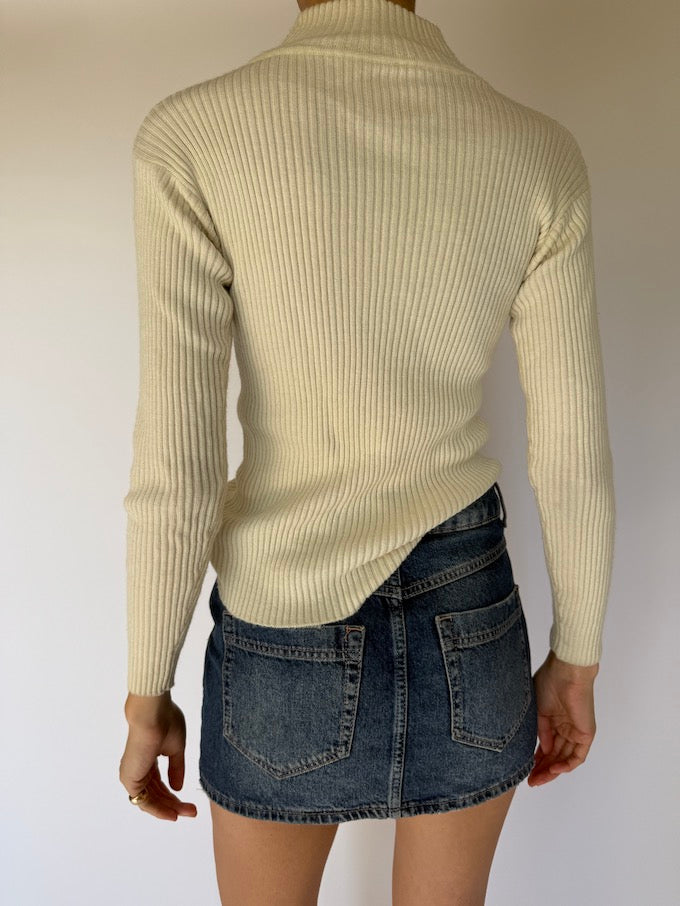 Vintage ribbed turtleneck cream 5964