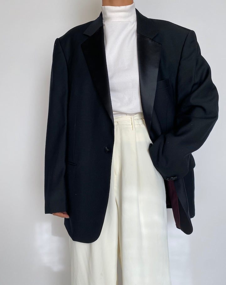 VINTAGE OVERSIZED WOOL BLAZER IN BLACK 2231