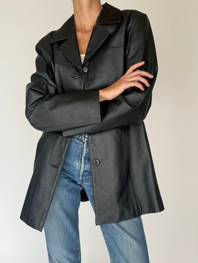 Vintage leather Jacket black 6381