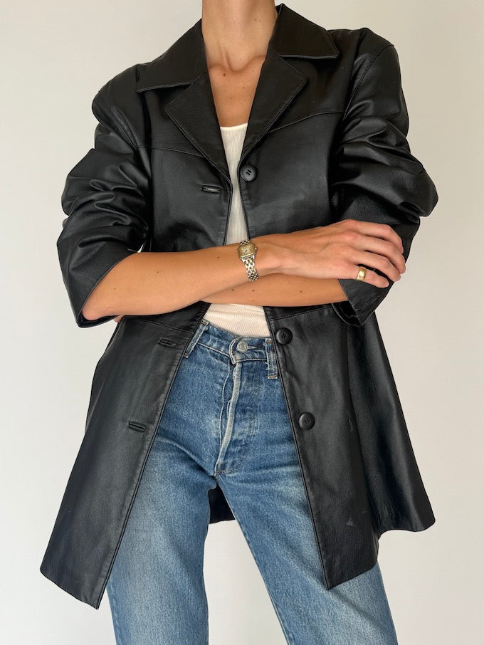 Vintage leather Jacket black 6381