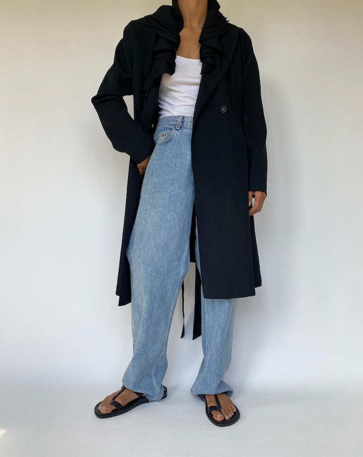 VINTAGE BLACK TRENCH COAT 2645