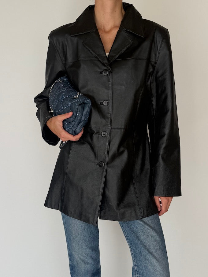 Vintage leather Jacket black 6381