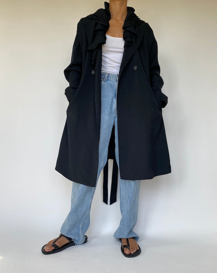 VINTAGE BLACK TRENCH COAT 2645