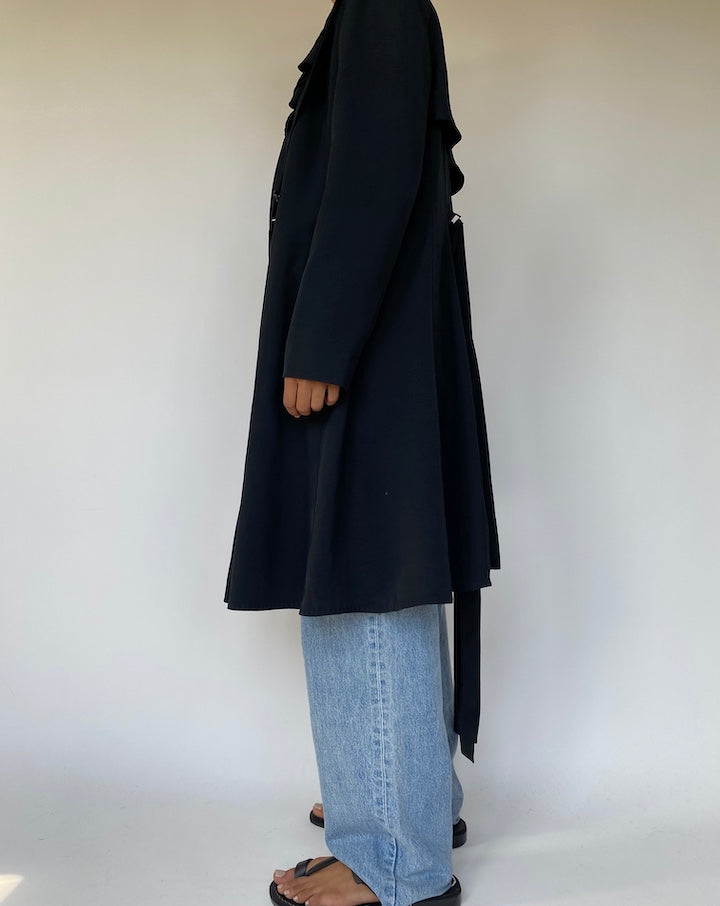 VINTAGE BLACK TRENCH COAT 2645