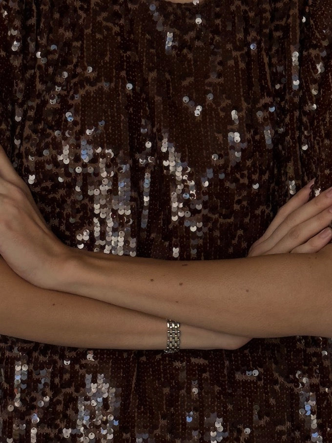 Vintage sequin top brown 6606