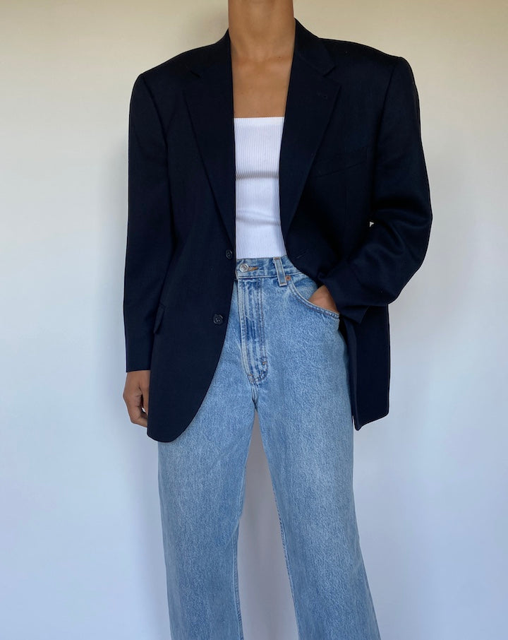 VINTAGE NAVY WOOL BLAZER 2783