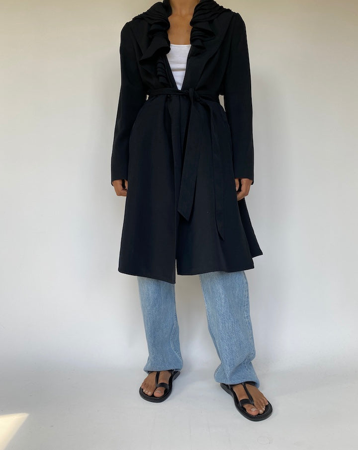 VINTAGE BLACK TRENCH COAT 2645
