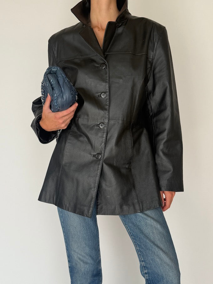 Vintage leather Jacket black 6381