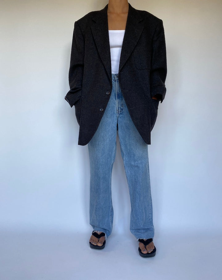 VINTAGE DARK GREY WOOL BLAZER 2787