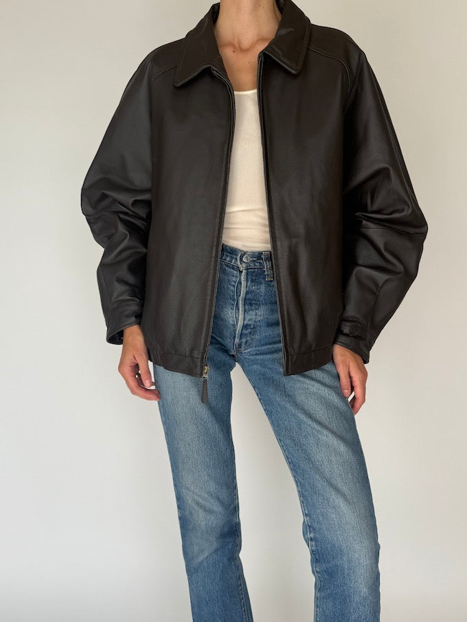 Vintage Oversized Leather Jacket 6382