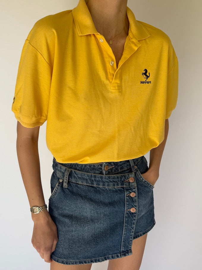 Vintage Ferrari polo shirt yellow 5922