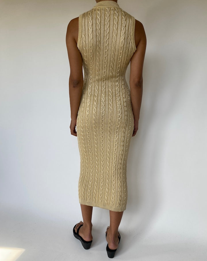 VINTAGE LONG BEIGE KNITTED DRESS 3336