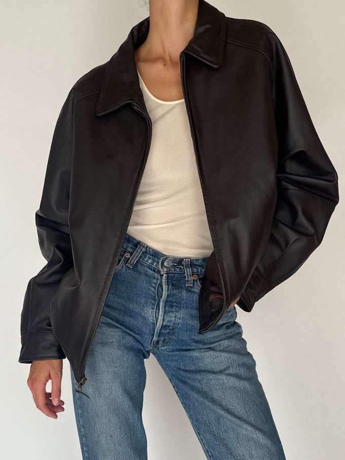Vintage Oversized Leather Jacket 6382