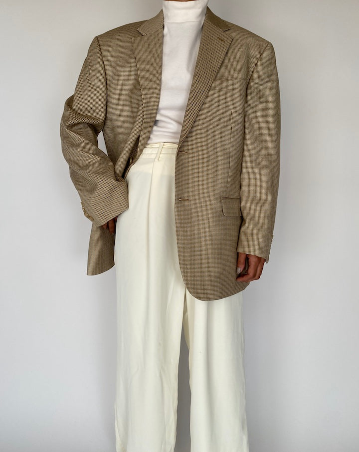 VINTAGE BEIGE RALPH LAUREN HOUNDSTOOTH BLAZER 2241