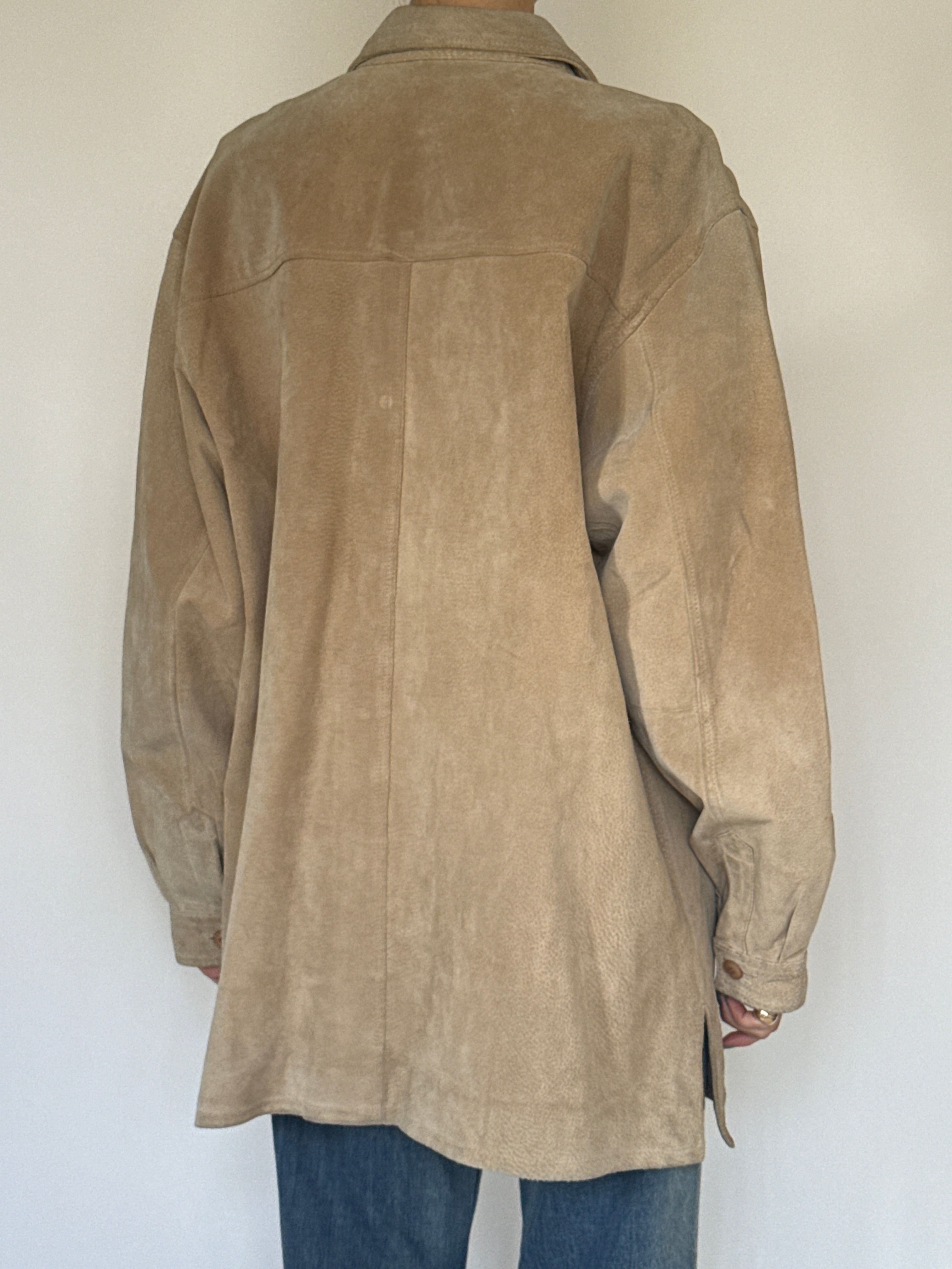 Vintage suede leather jacket back view