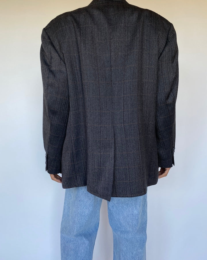 VINTAGE CHECKED SINGLE BREASTED BLAZER 2209