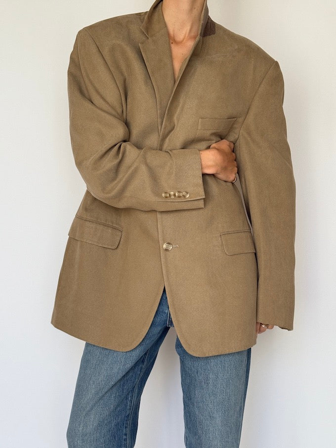 Vintage Single-Breasted Blazer Beige 6608