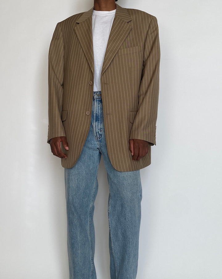 VINTAGE BEIGE PINSTRIPED BLAZER 4273