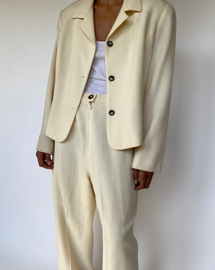 VINTAGE GIANNI CREAM TEXTURED WOOL SUIT 2376