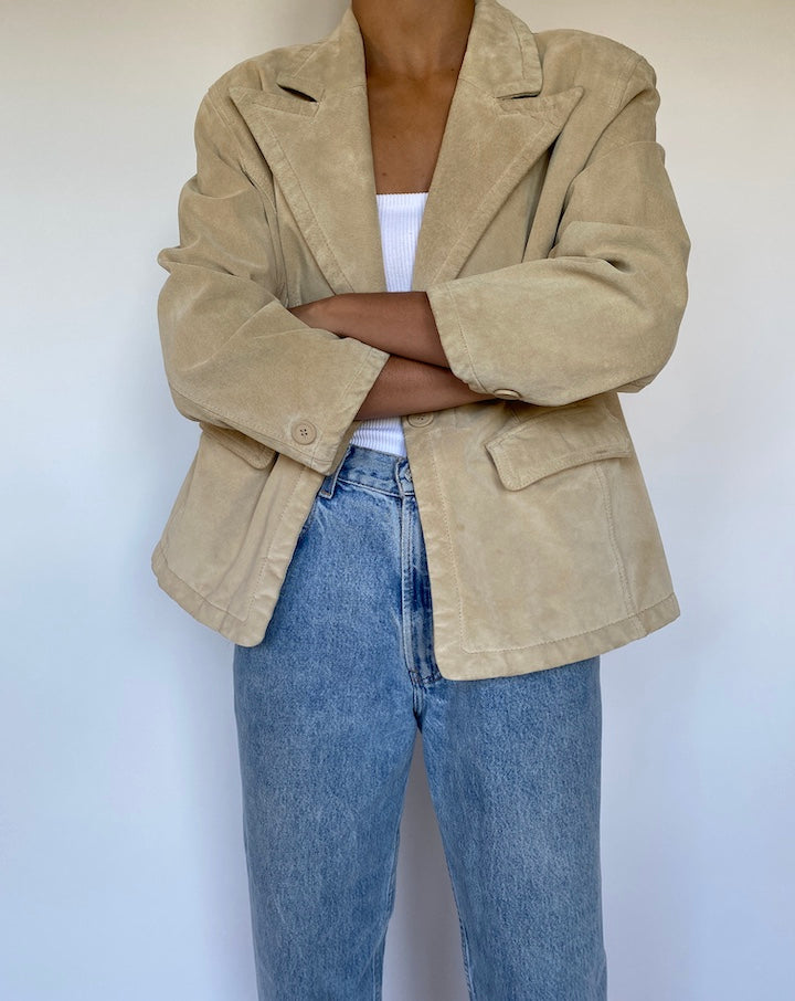 VINTAGE BEIGE SUEDE LEATHER JACKET 2187