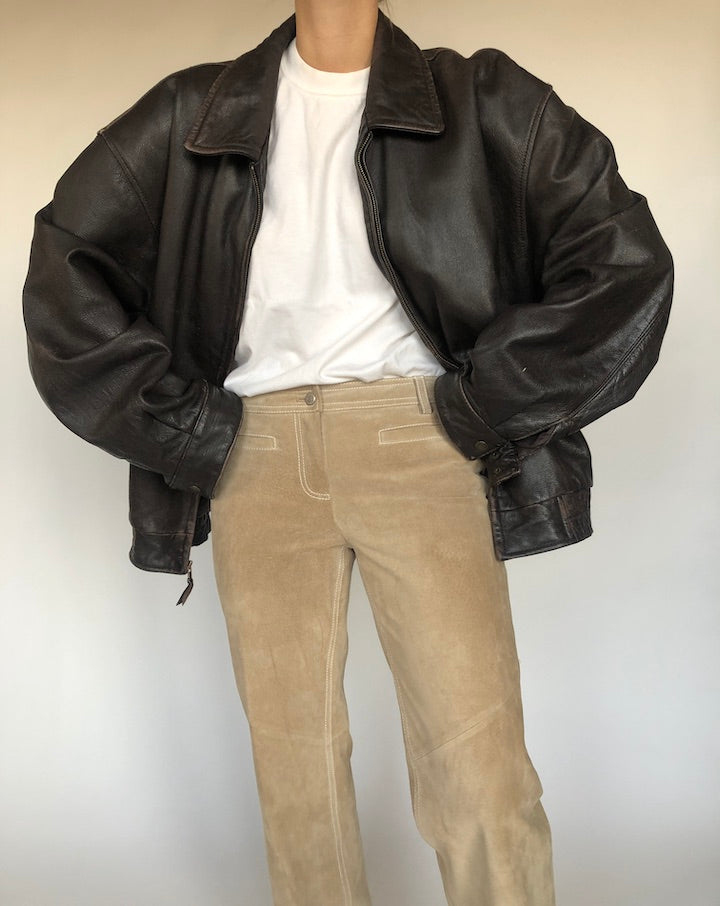 VINTAGE DARK BROWN LEATHER JACKET 296