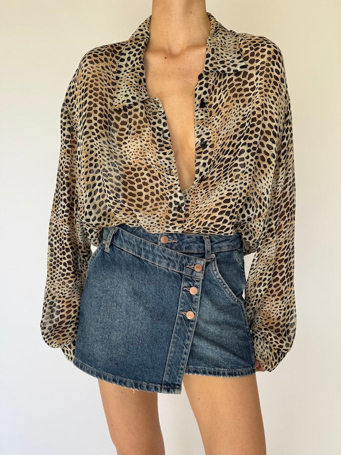 Vintage leopard print blouse 6034