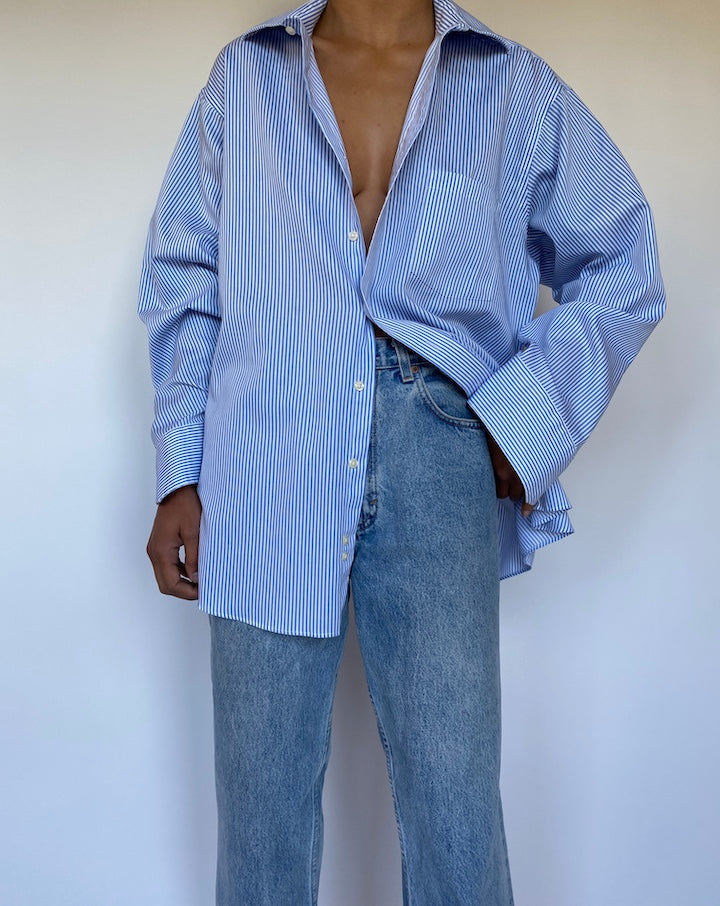 VINTAGE BLUE AND WHITE STRIPED SHIRT 2791