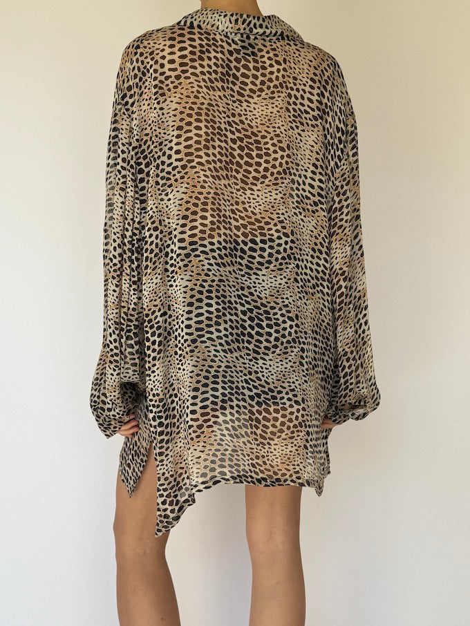 Vintage leopard print blouse 6034
