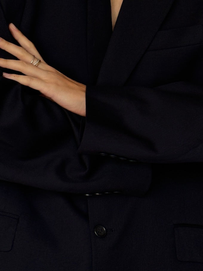 Vintage Single-Breasted Blazer Navy 6609