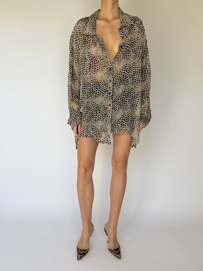 Vintage leopard print blouse 6034
