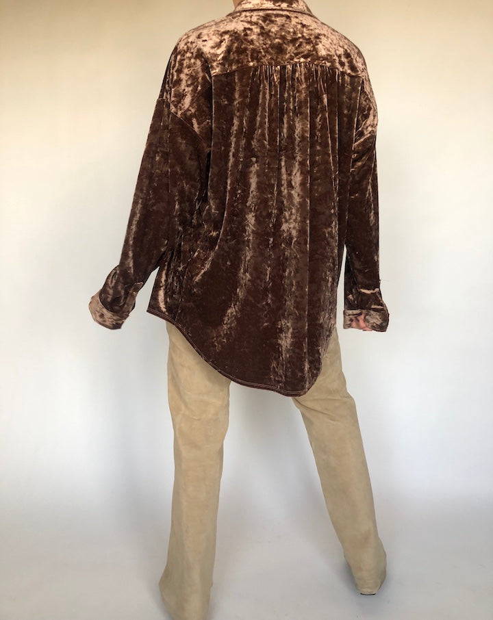 VINTAGE BROWN VELVET BLOUSE 297