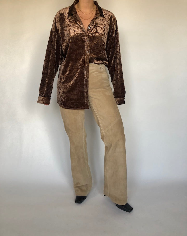 VINTAGE BROWN VELVET BLOUSE 297