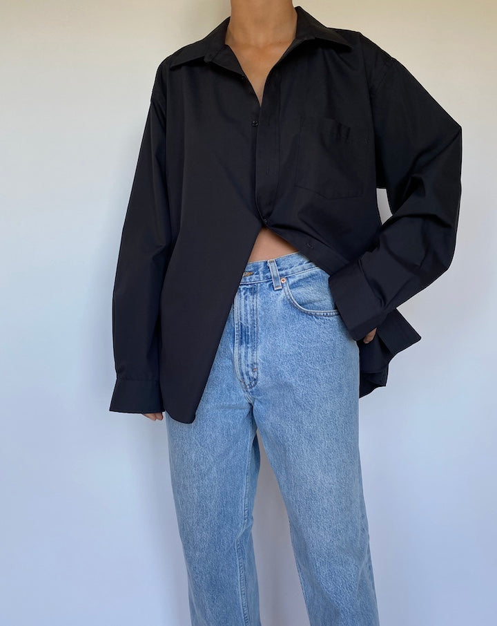 VINTAGE BLACK BUTTON DOWN LONG SLEEVE SHIRT 2793